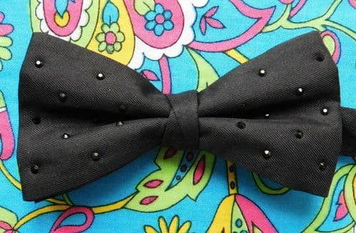 Sparkly black bow tie by Marks and Spencer pure silk ready tied adjustable